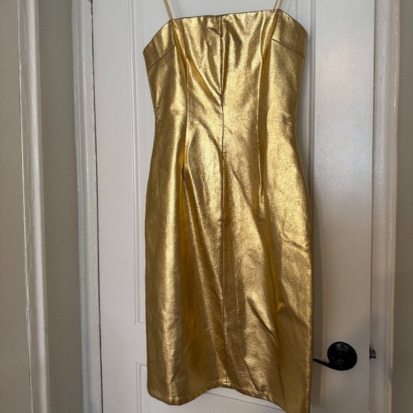 Fashion Brand Company Gold Metallic Pleather Dress size L *with matching gloves* - Picture 1 of 4